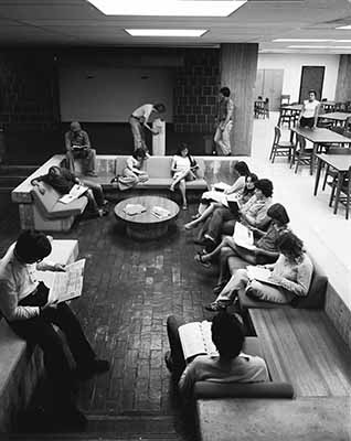 Centennial Hall sunken lounge, 1970s