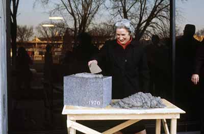Irvame Applegate at the cornerstone laying ceremony, April 1972