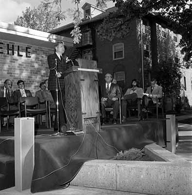 Charles Graham at the Kiehle rededication ceremony, September 1975