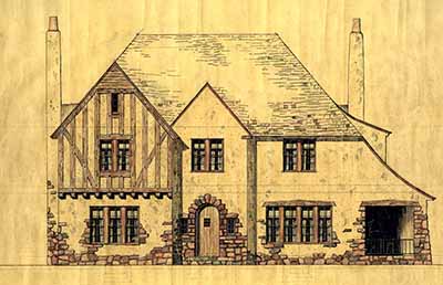 Architect rendering of Lewis House, 1920s