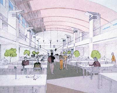 Drawing of Miller Center reading court