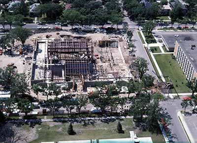 Aerial view of Performing Arts Construction, 1967