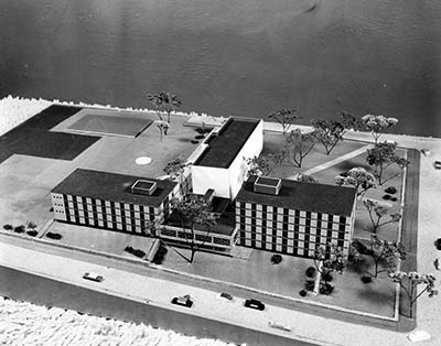 Model of Shoemaker Hall with 1960 addition