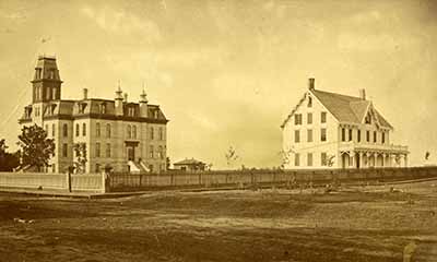 Old Main and Stearns House, 1977