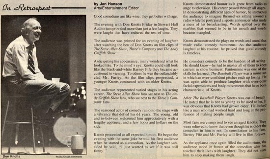 Chronicle article about Don Knotts