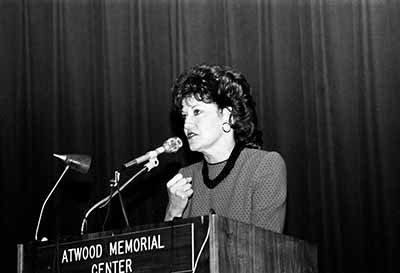 Elizabeth Dole speaking in Atwood Memorial Center