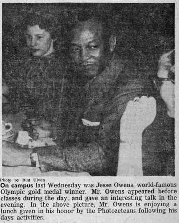 Newspaper clipping of Jess Owens visit
