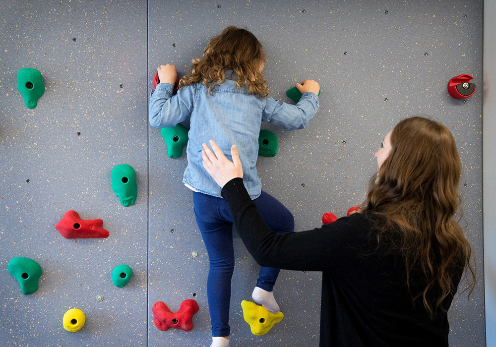 Child on climbing wall