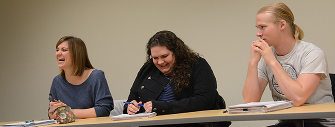 St. Cloud State Philosophy students interact during class.