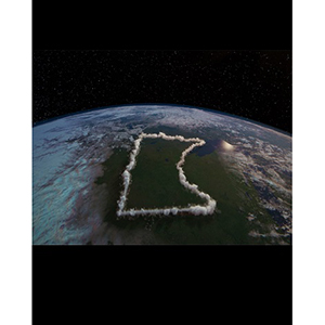 Space view of earth with the shape of Minnesota made out of clouds