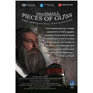 Movie poster with Galileo looking off into the distance with galaxy in background