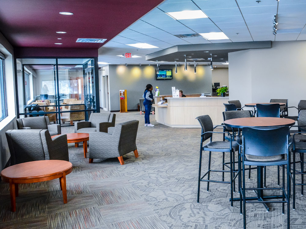 a view of the front desk area