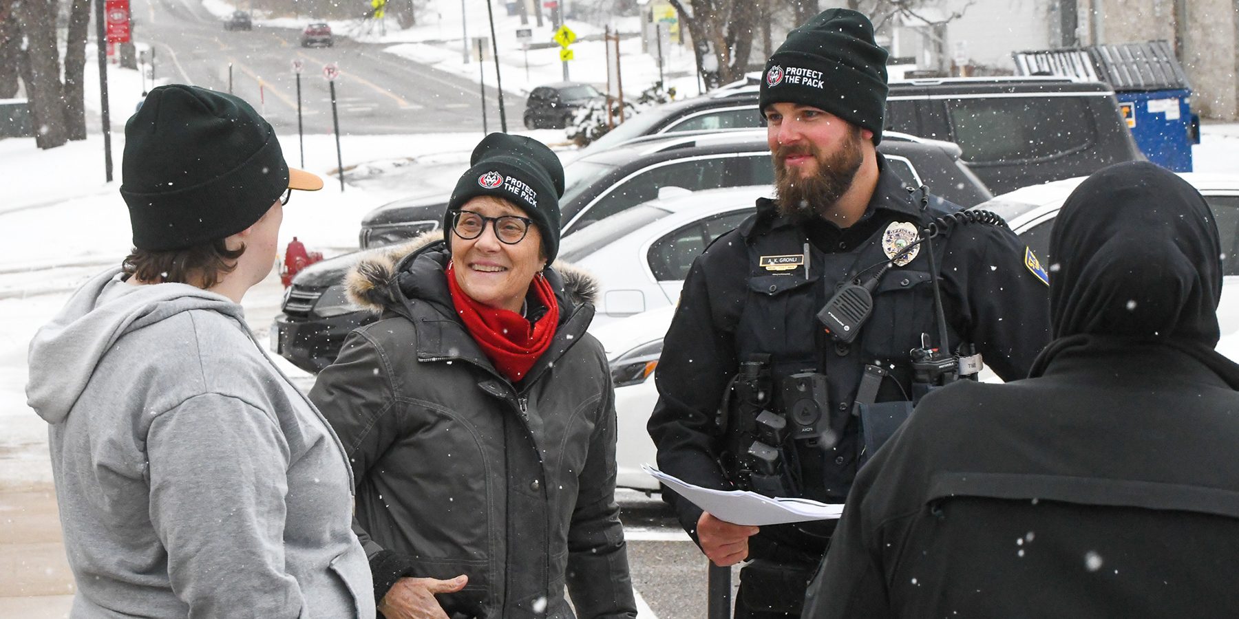 Out with St. Cloud Police with "protect the pack" hats on