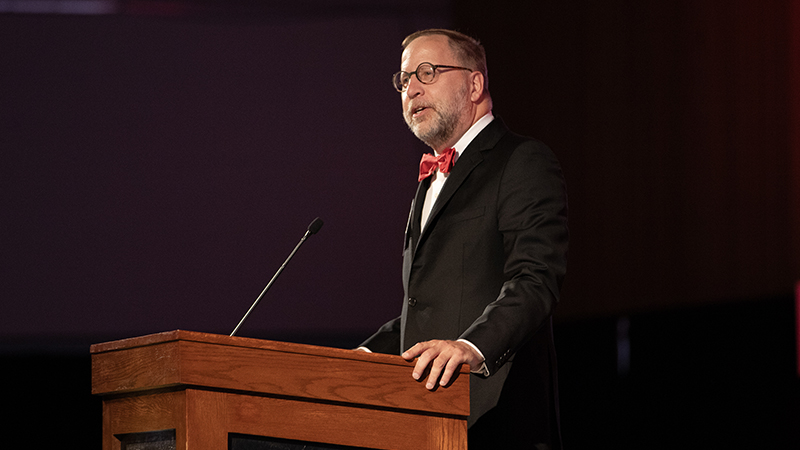 President Tomso speaks at the 2026 Alumni Awards ceremony
