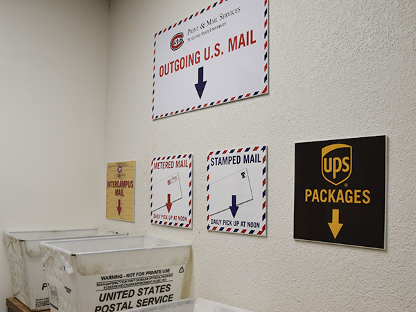 Mail drop-off area in Printing Services