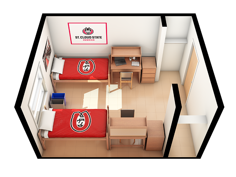 3D side view of Case-Hill room