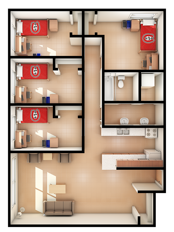 3D top view of Stateview apartment
