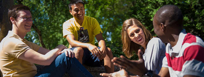 Students chatting on campus