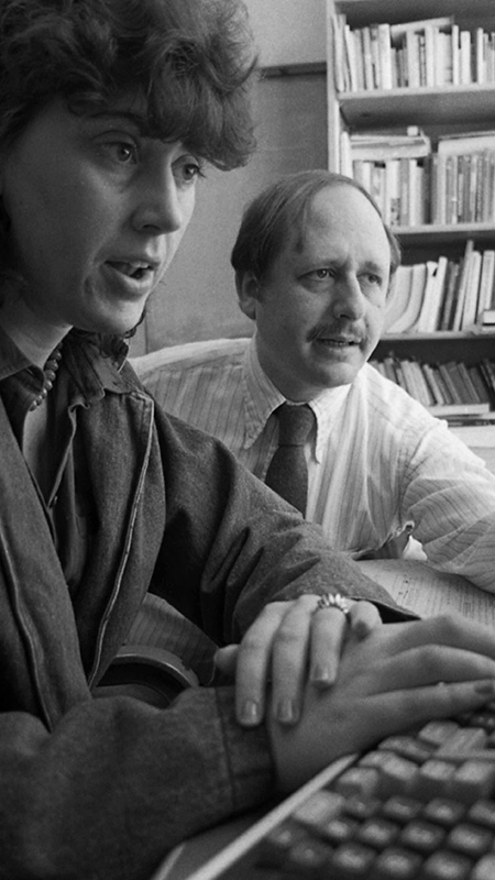 Stephen Frank works with student in 1984