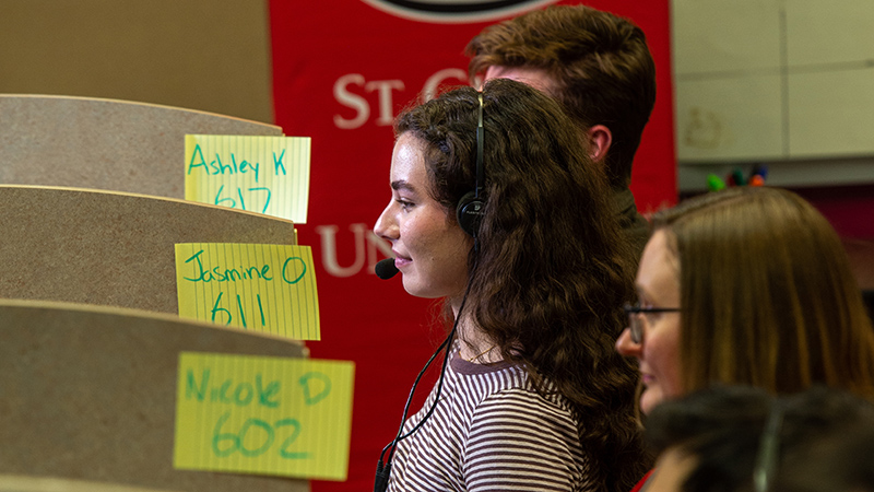 Students in call lab