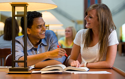 Students studying in the Miller Center