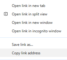 the 'Copy link address' menu option