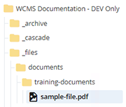 the site tree showing where to locate a file